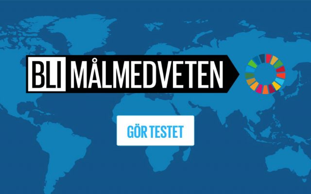 Logotypen för Bli målmedveten ovanpå en illustrerad världskarta