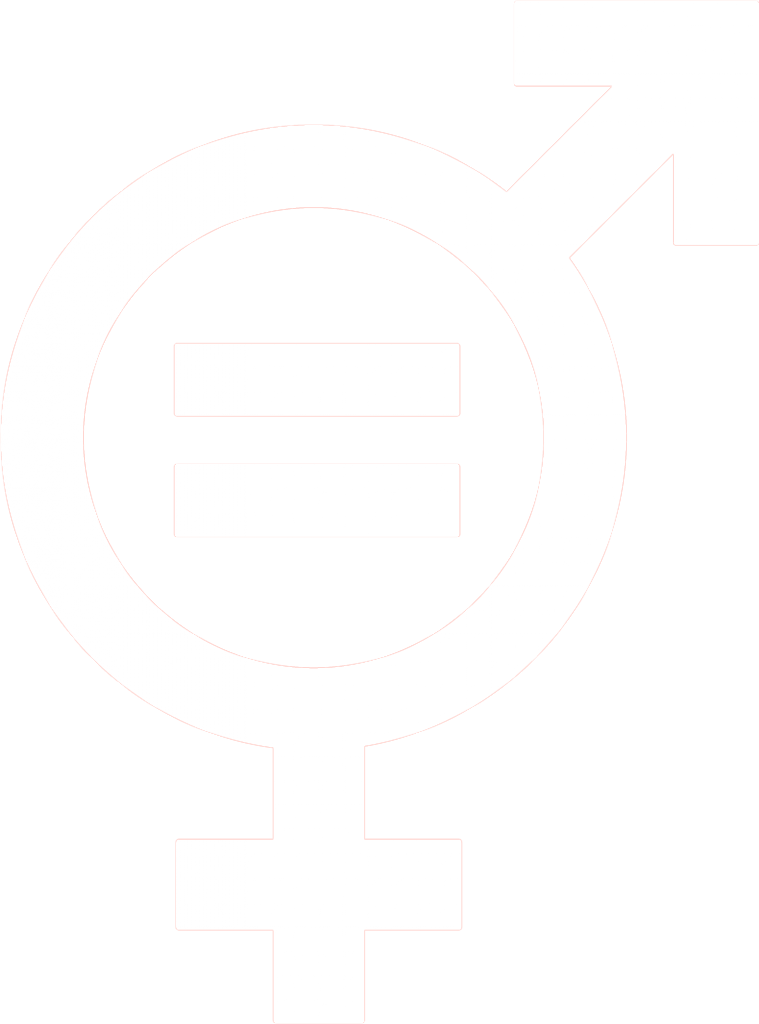 5. Jämställdhet. "¨En cirkel, en kombinerad mans- och kvinnosymbol, med en pil och ett plustecken utvändigt, i mitten av cirkeln finns ett likhetstecken.